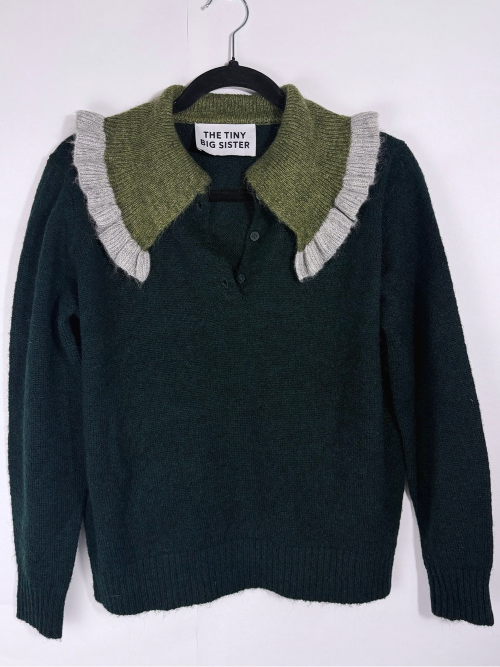 RARE HTF The Tiny Big Sister Ruffle Collar Knit Women’s Sara Sweater Size 34 XS
